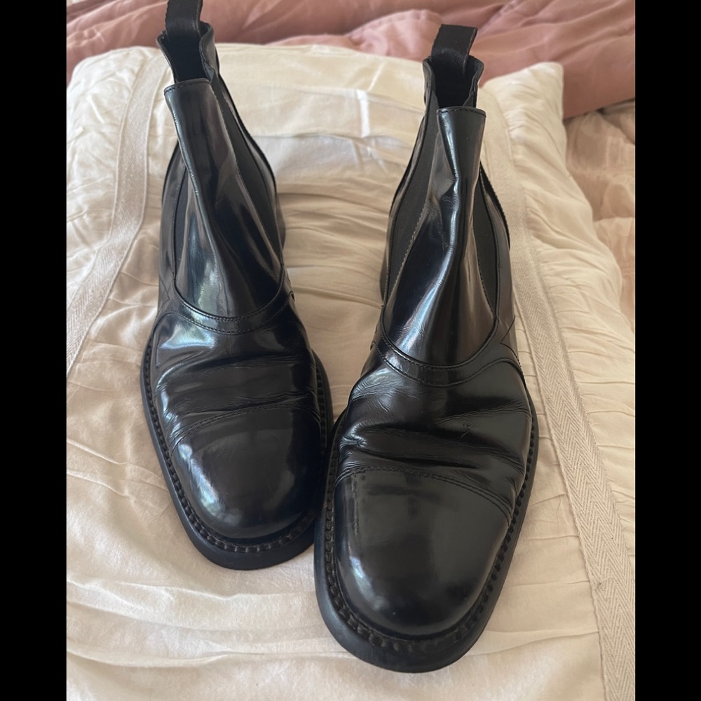 Women’s Prada Chelsea Boots. Italian Leather Upper and Soles. Size 38.